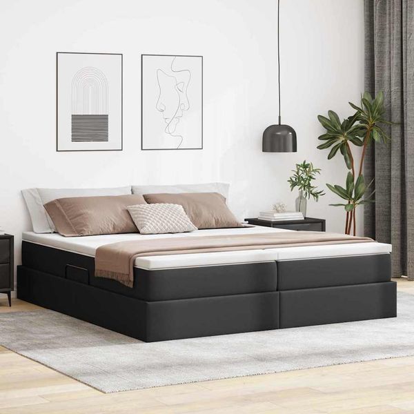 vidaXL Postel s úložným prostorem a matrací Čierna 180 x 200 cm