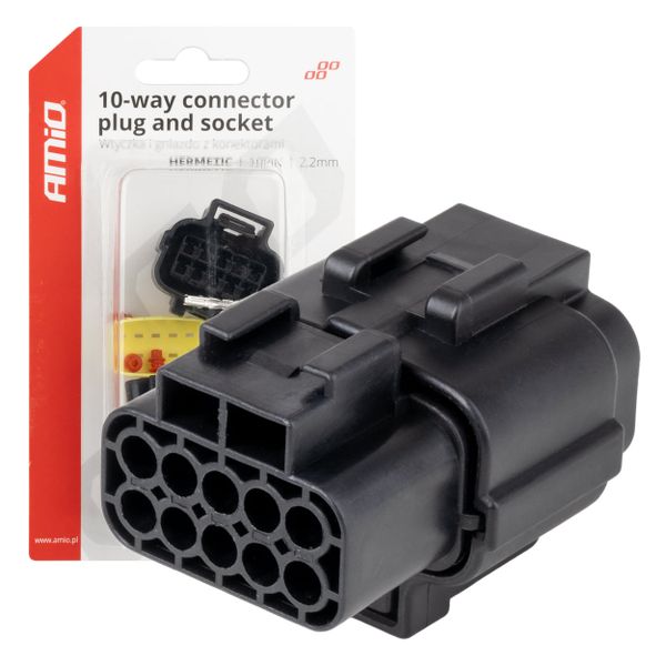 Sada elektrických konektorov vodotesných 10 PIN 2,2 mm AMiO-04351