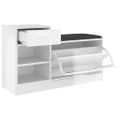 vidaXL Lavica na topánky lesklá biela 94,5x31x57 cm kompozitné drevo