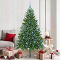 vidaXL Vianočný stromček s 300 LED-i so stojanom Zelená 180 cm PE