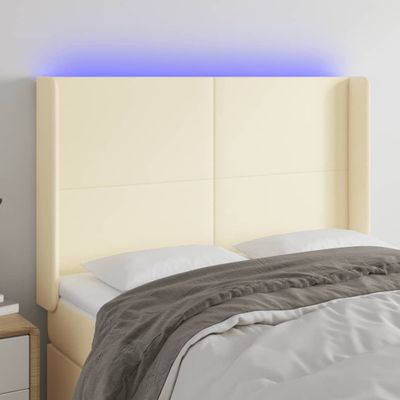 vidaXL Čelo postele krémové 147x16x118/128 cm umelá koža