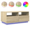 vidaXL Konferenčný stolík s LED svetlami, dub sonoma 90x49x40 cm