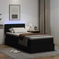 vidaXL Postel s úložným prostorem a LED svetlom Čierna 90 x 190 cm