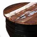 vidaXL Konferenčný stolík, recyklovaný masív, čierny, tvar sudu