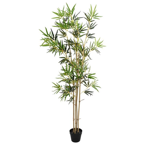 vidaXL Umelý bambusový strom Zelená 75,5 x 18 x 175 cm Látka a bambus