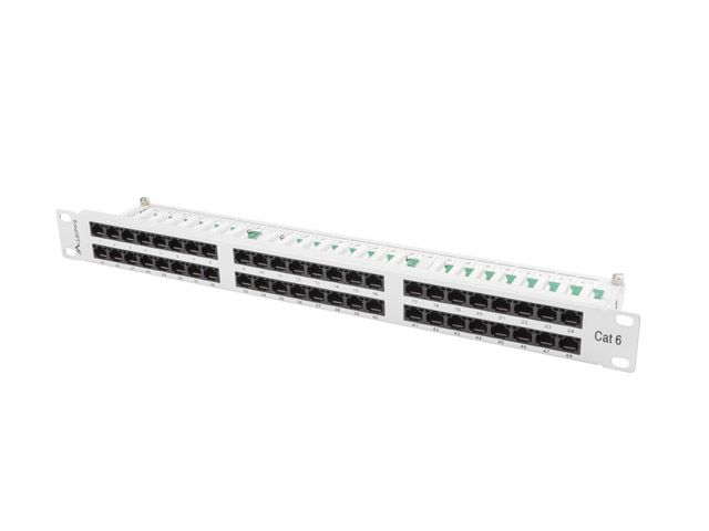 Patch panel 48 portov 1U 19'' CAT.6 utp šedý lanberg