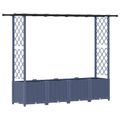 vidaXL Vyvýšený záhon s mriežkou a strechou Sivá 203 x 40 x 136 cm PP