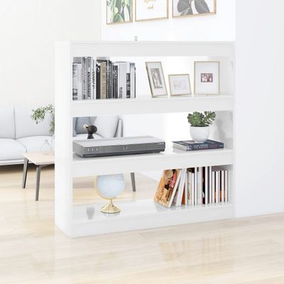 vidaXL Knižnica/deliaca stena lesklá biela 100x30x103 cm
