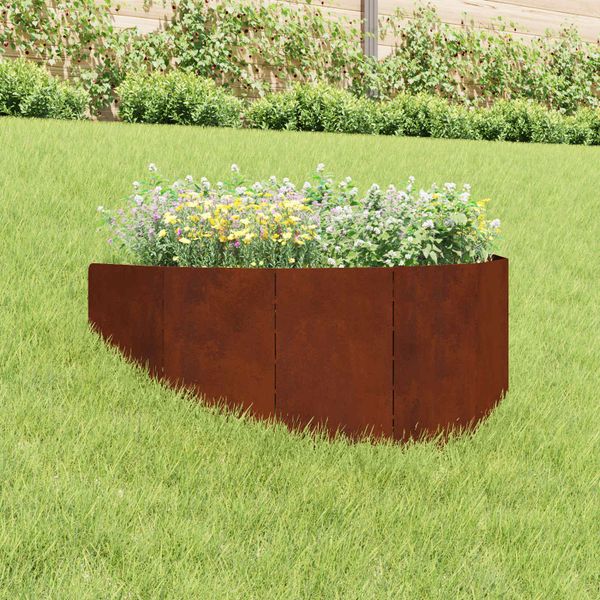 vidaXL Obrubník trávnika 100 x 45 cm Oceľ Hrdzavý
