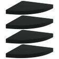vidaXL Plávajúce rohové police 4 ks, čierne 35x35x3,8 cm, MDF