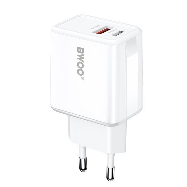 Sieťová nabíjačka BWOO CDA182 QC 38W 1x USB-A + 1x USB-C biela