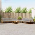 vidaXL Záhradná súprava gaučov 9 ks Prírodná a svetlosivá