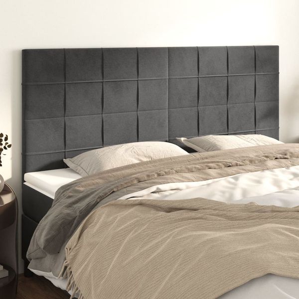 vidaXL Čelo postele tmavosivé 200x5x118/128 cm zamatové