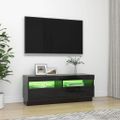vidaXL TV skrinka s LED svetlami lesklá čierna 100x35x40 cm