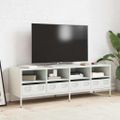 vidaXL TV skrinka biela 135x39x43,5 cm oceľ valcovaná za studena