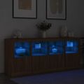 vidaXL Komoda s LED svetlami hnedý dub 163x37x67 cm