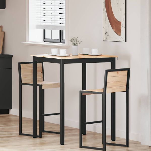 vidaXL Barový stôl Prírodná 80 x 80 x 105 cm Masívne borovicové drevo