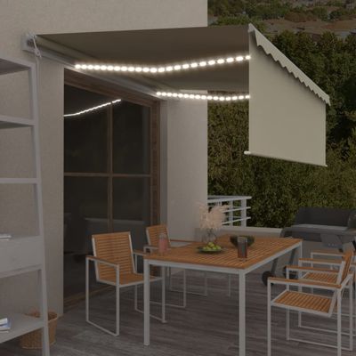 vidaXL Automatická markíza tienidlo&LED&senzor vetra 4,5x3 m krémová