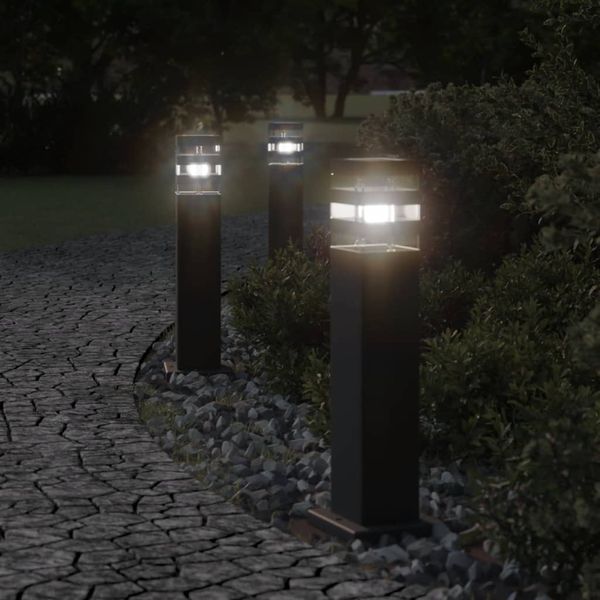 vidaXL Vonkajšia stojaca lampa čierna 50 cm hliník