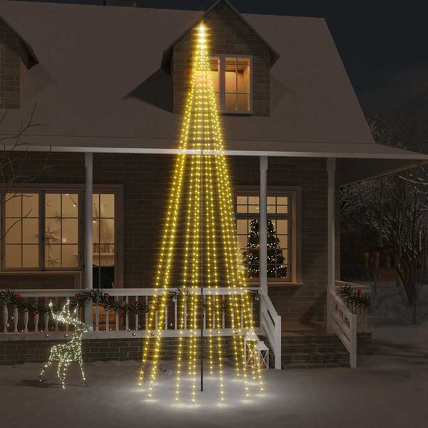 vidaXL Vianočný stromček na stožiari teplé biele svetlo 732 LED 500 cm