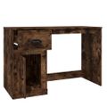 vidaXL Stolík so zásuvkami dymový dub 115x50x75 cm kompozitné drevo