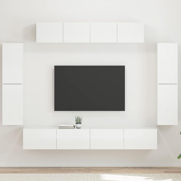 vidaXL TV skrinka 8 pcs Vysoký lesk bielej