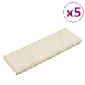 vidaXL Schodové rohože 5 ks 65x21x4 cm biele s obdĺžnikovým okrajom
