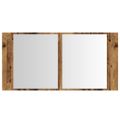 vidaXL LED zrkadlová skrinka staré drevo 90x12x45 cm kompozitné drevo
