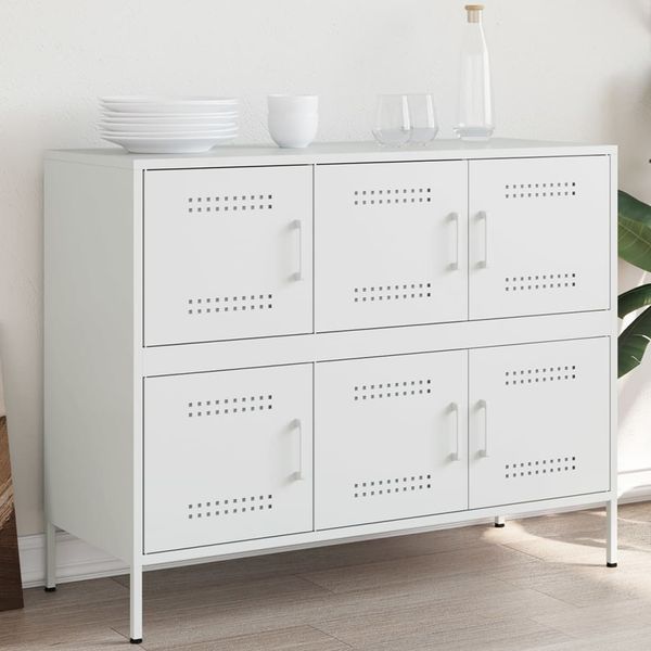 vidaXL Komoda bela 100,5x39x79 cm oceľ