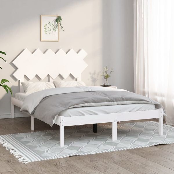 vidaXL Posteľný rám biely 135x190 cm dvojlôžko masívne drevo