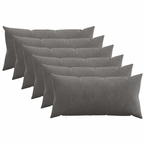 vidaXL Poťah na podložku 6 pcs HEERLEN Tmavosivá 40 x 70 cm manšestr