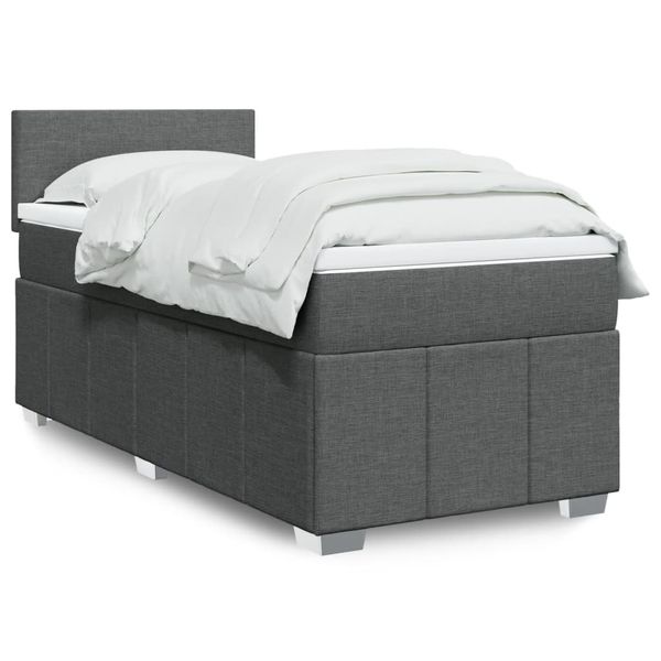 vidaXL Boxspring posteľ s matracom tmavosivá 90x200 cm látka