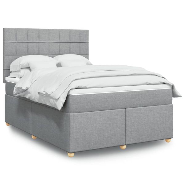 vidaXL Boxspring posteľ s matracom bledosivá 140x200 cm látka
