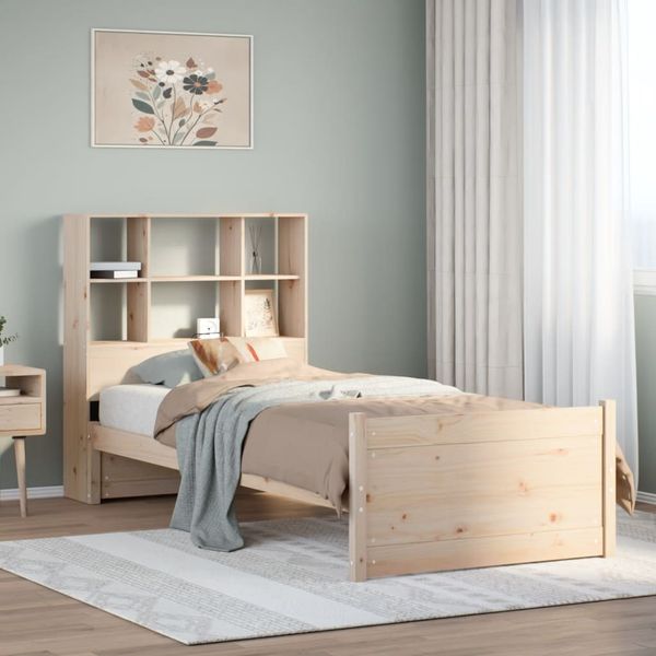 vidaXL Posteľ s knižnicou bez matraca 90x190 cm borovicový masív
