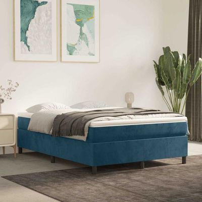 vidaXL Posteľný rám s boxspringom tmavomodrý 140x200 cm zamat