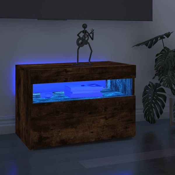 vidaXL TV skrinka s LED, tmavý dub 60x35x40 cm