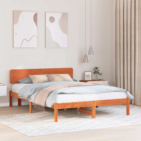 vidaXL Rám postele Včelí hnedý 150 x 200 cm Masívne borovicové drevo