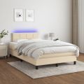 vidaXL Boxspring posteľ s matracom a LED krémová 120x190 cm látka