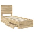 vidaXL Rám postele Sonoma dub a striebro 70 x 190 cm Kompozitné drevo