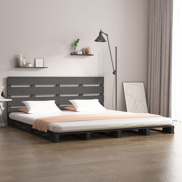 vidaXL Posteľný rám sivý 150x200 cm King Size borovicový masív