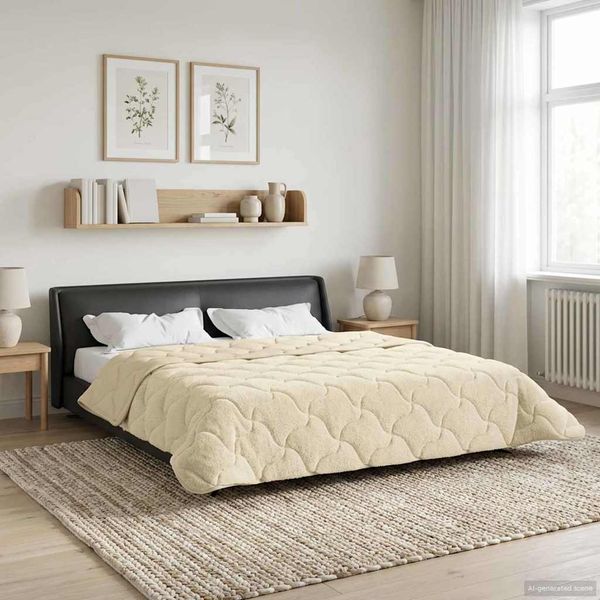 vidaXL Letná prikrývka Krémová 200 x 200 cm Mikrofáza a Teddy fleece