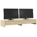 vidaXL Stojan na monitor so zásuvkami, dub sonoma, 100x27x15 cm, technické drevo