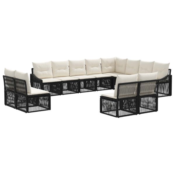 vidaXL Súprava záhradných pohoviek 12 pcs Čierna polyratan