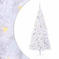 vidaXL Umelý vianočný stromček s 300 LED-i Biela 180 cm PVC a oceľ