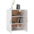 vidaXL Závesná skrinka lesklá biela 69,5x34x90 cm spracované drevo