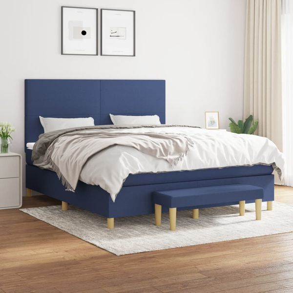 vidaXL Posteľný rám boxspring s matracom modrý 180x200 cm látka