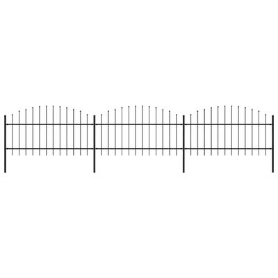 vidaXL Záhradný plot s vrchnou časťou z ocele 504x125 cm čierny