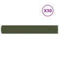 vidaXL Obrubník trávnika 30 ks 15 x 103 cm Oceľ Olivovo zelená