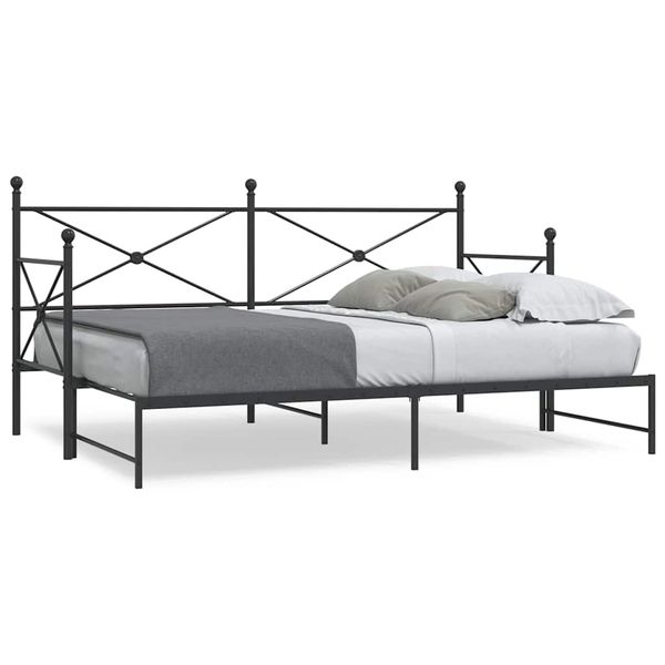 vidaXL Váľanda s kolieskom bez matraca Čierna 75x190 cm Oceľ