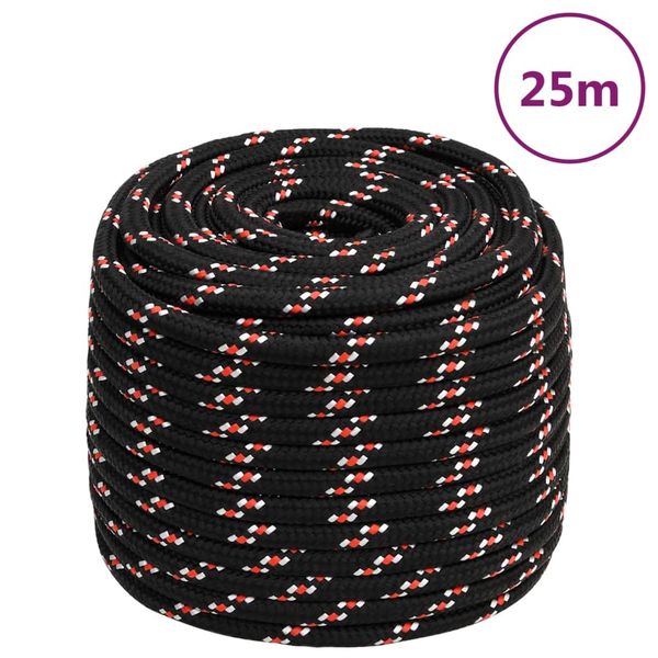 vidaXL Lodné lano čierne 16 mm 25 m polypropylén